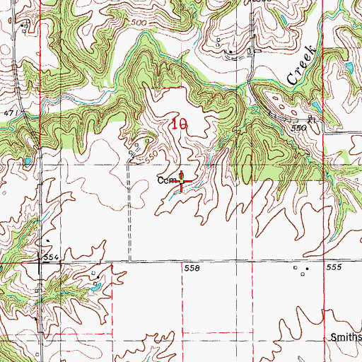 Topographic Map of Davis Cemetery, IL