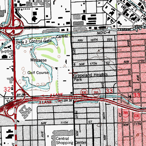 Topographic Map of Grapeland Heights Park, FL