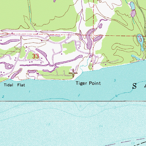 Topographic Map of Tiger Point, FL