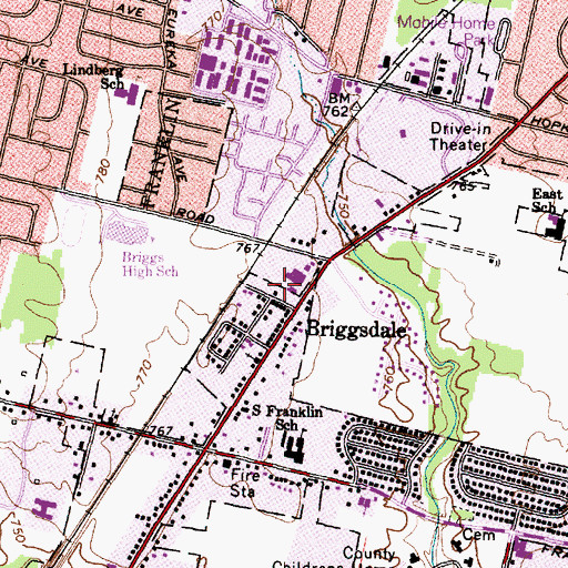 Topographic Map of Briggsdale Post Office (historical), OH