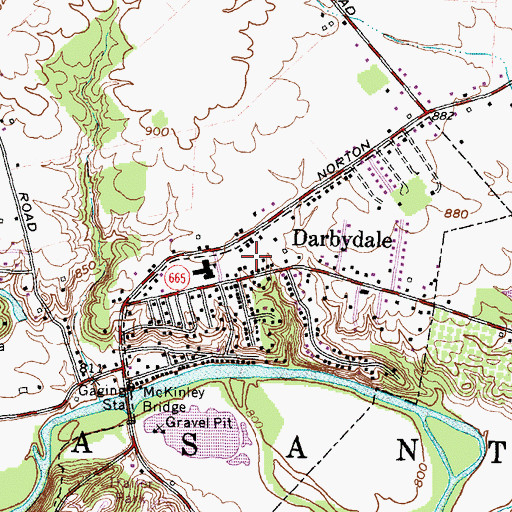 Topographic Map of Darbydale Post Office (historical), OH