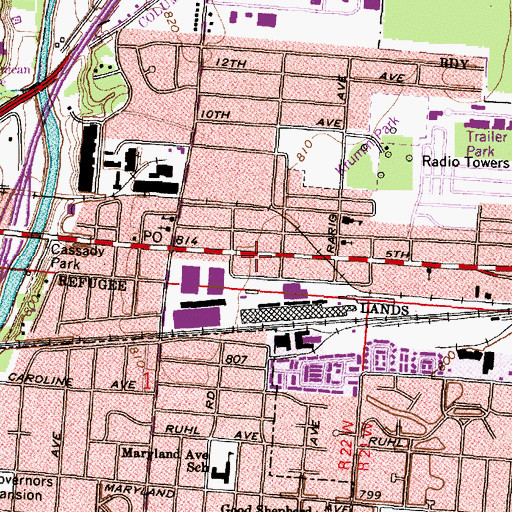 Topographic Map of East Columbus Post Office (historical), OH