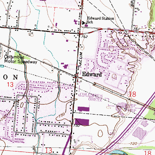 Topographic Map of Edward Post Office (historical), OH