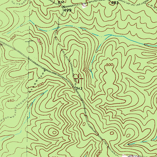 Topographic Map of Antioch Cemetery, GA