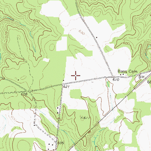 Topographic Map of Bass - Coleman Family Cemetery, GA