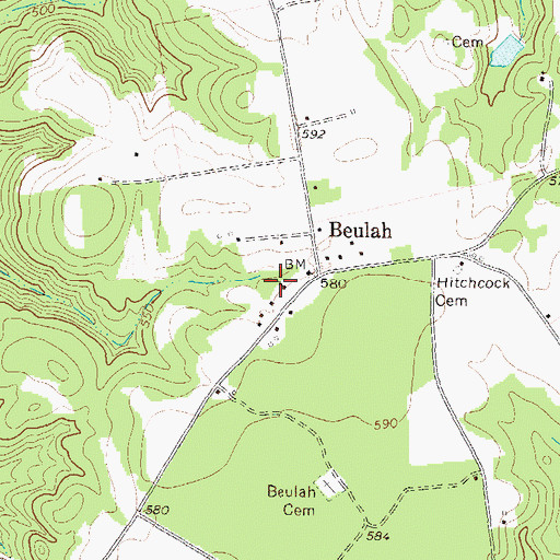 Topographic Map of Second Beulah Baptist Church Cemetery, GA
