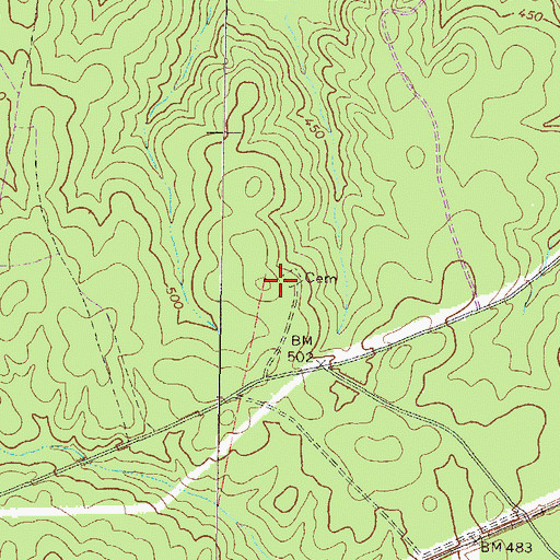Topographic Map of Coleman-Middlebrooks Family Cemetery, GA