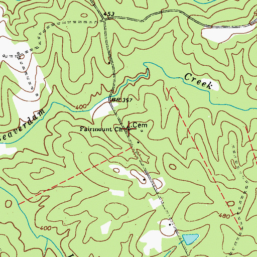 Topographic Map of Fairmount Baptist Church Cemetery, GA