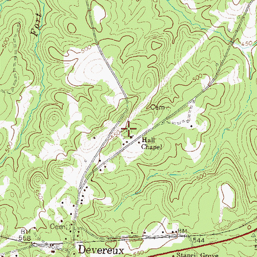 Topographic Map of Hall Chapel African Methodist Episcopal Church Cemetery, GA