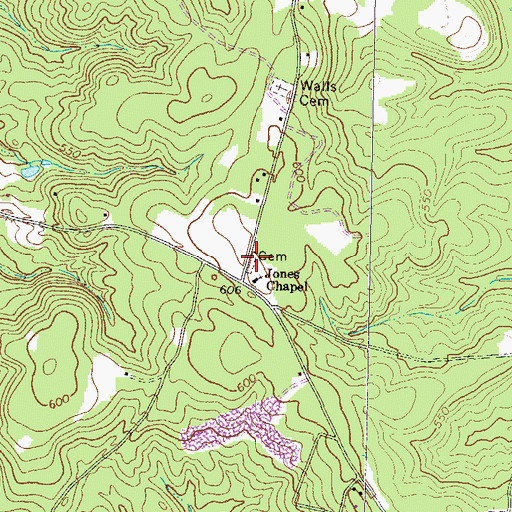 Topographic Map of Jones Chapel Cemetery, GA