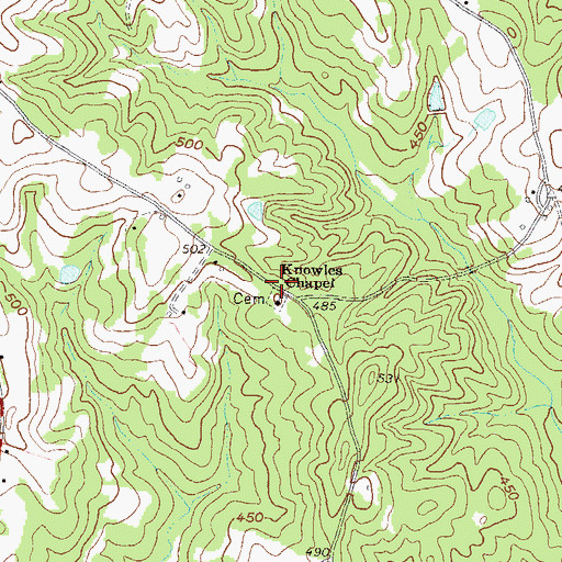 Topographic Map of Knowles Chapel Cemetery, GA