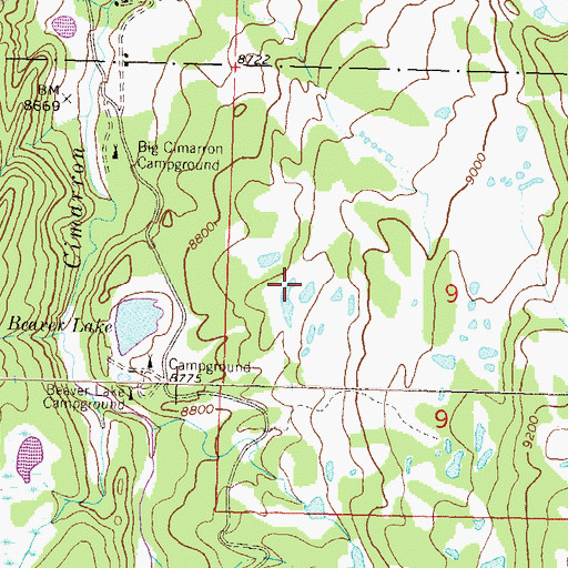 Topographic Map of Beaver Lake, CO