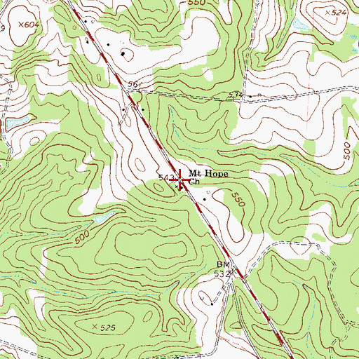 Topographic Map of Mount Hope Church Cemetery, GA
