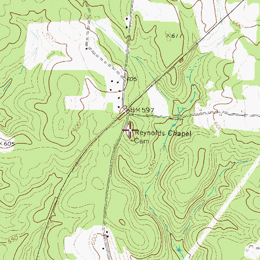 Topographic Map of Reynolds Chapel Cemetery, GA