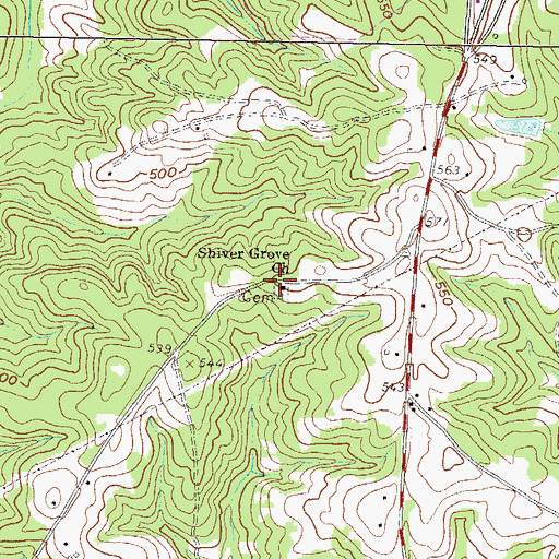 Topographic Map of Shivers Mission Cemetery, GA