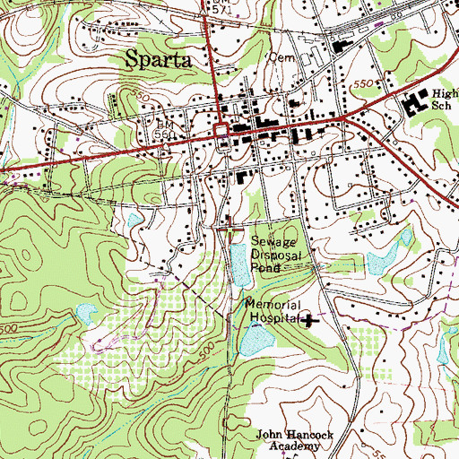 Topographic Map of Sparta Catholic Cemetery, GA