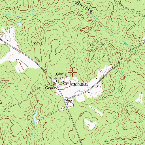 Topographic Map of Springfield Cemetery Number 2, GA