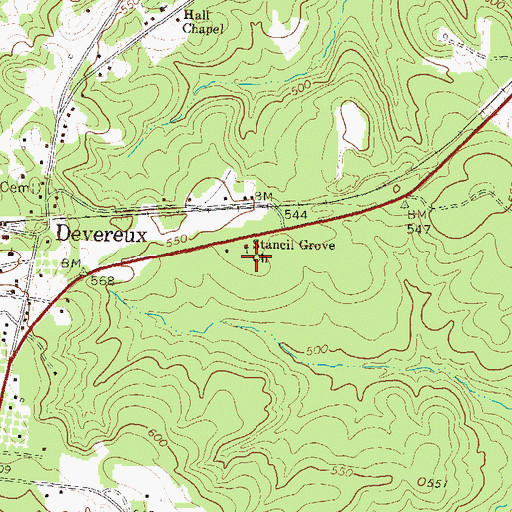 Topographic Map of Stanton Grove Baptist Church Cemetery, GA