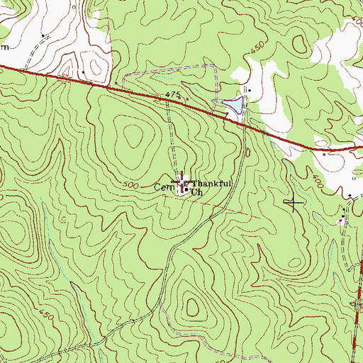 Topographic Map of Thankful Baptist Church Cemetery, GA