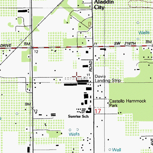Topographic Map of Davis Landing Strip (historical), FL