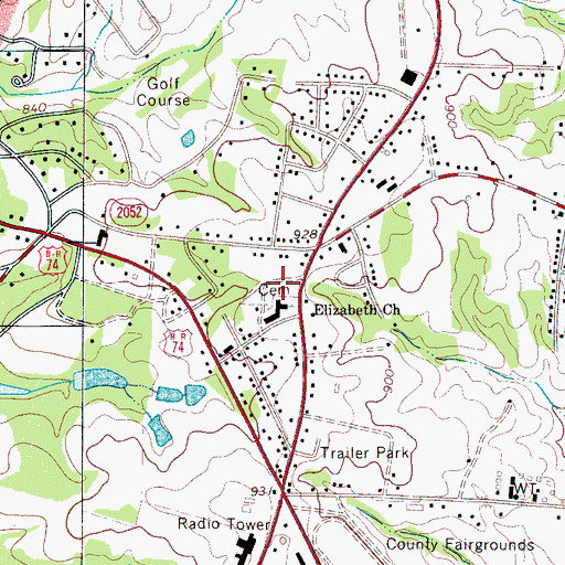Topographic Map of Elizabeth Cemetery, NC