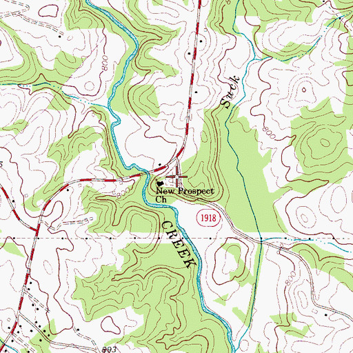 Topographic Map of New Prospect Cemetery, NC