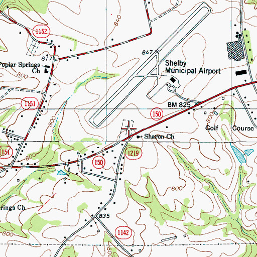 Topographic Map of Sharon Cemetery, NC