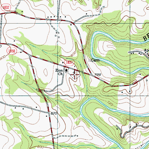 Topographic Map of Zion Cemetery, NC