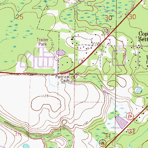 Topographic Map of Patrick Memorial Gardens, FL