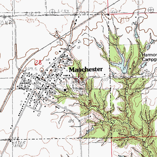 Topographic Map of Old Manchester Cemetery, IL