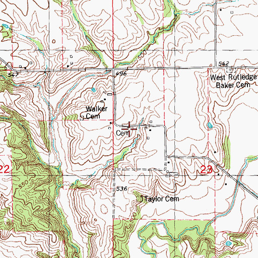 Topographic Map of Ellis Family Cemetery, IL
