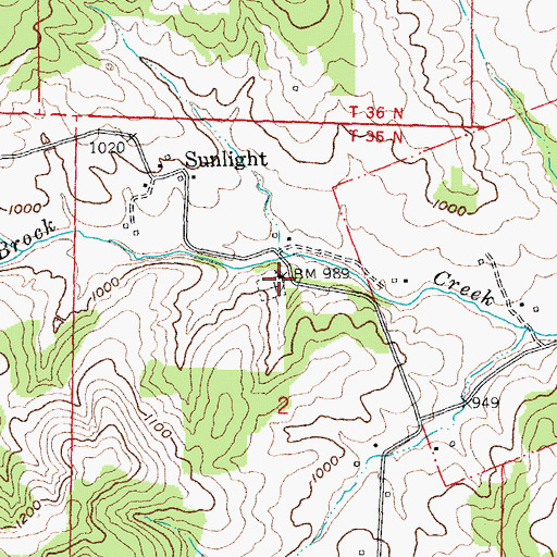 Topographic Map of Sunlight Church, MO