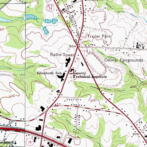 Topographic Map of Cleveland County Home (historical), NC