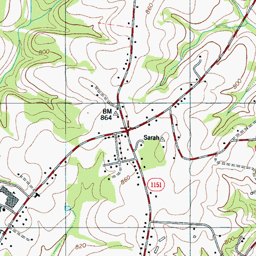 Topographic Map of Cleveland Gin (historical), NC