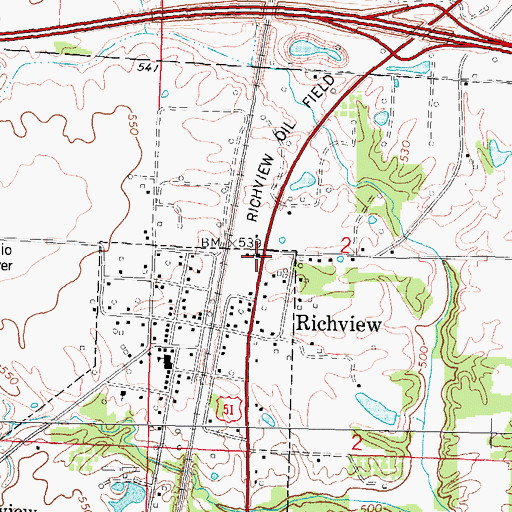 Topographic Map of Richview Missionary Baptist Church, IL