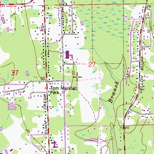Topographic Map of Tom Marshall Park, FL