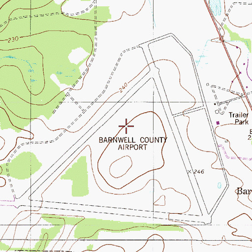 Topographic Map of Barnwell Army Air Field (historical), SC