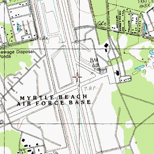 Topographic Map of Myrtle Beach Army Air Field (historical), SC