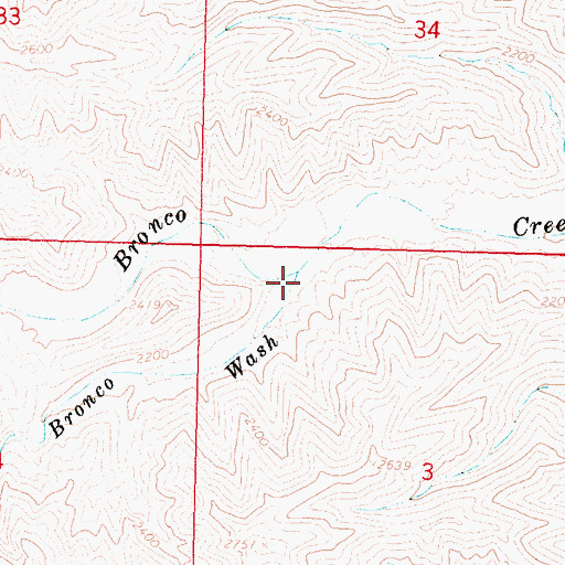 Topographic Map of Bronco Wash, AZ