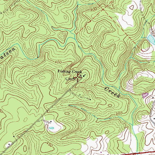 Topographic Map of Fishing Creek Cemetery, GA