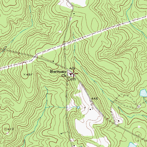 Topographic Map of Harmony Churchyard, GA