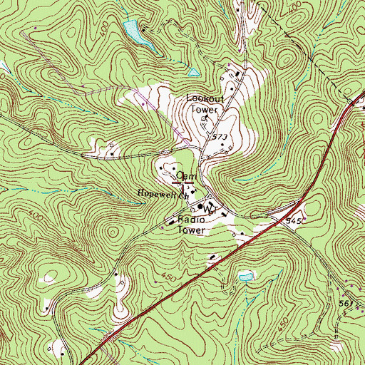 Topographic Map of Hopewell Methodist Churchyard, GA