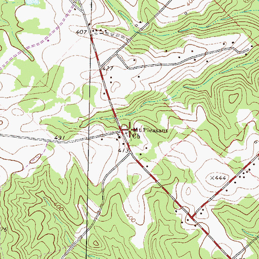 Topographic Map of Mount Pleasant Baptist Churchyard, GA
