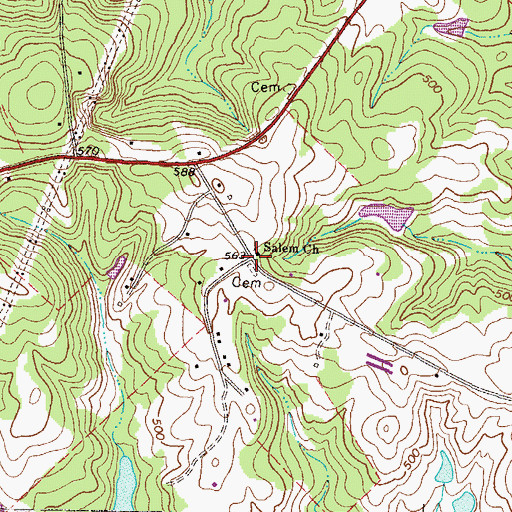 Topographic Map of Salem Baptist Churchyard, GA