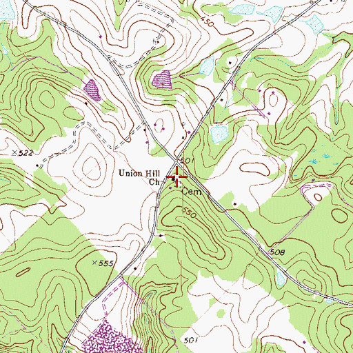 Topographic Map of Union Hill Methodist Churchyard, GA