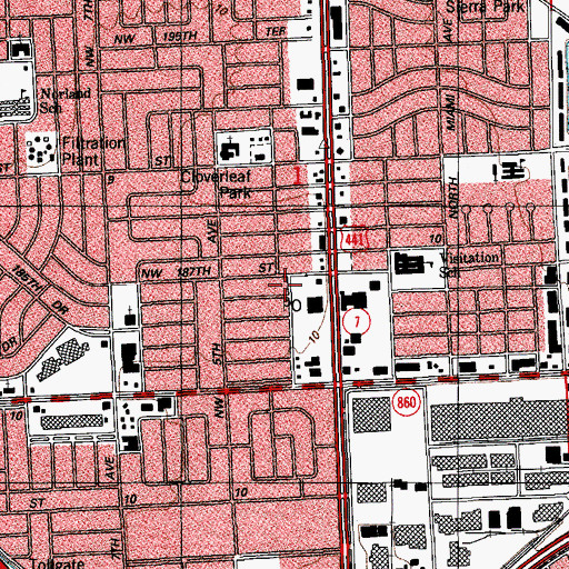 Topographic Map of Cloverleaf Park, FL