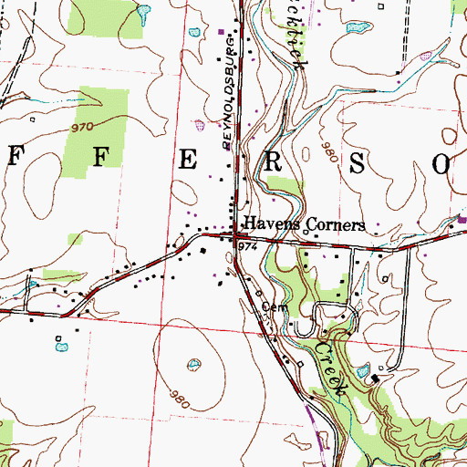 Topographic Map of Havens Corners Post Office (historical), OH