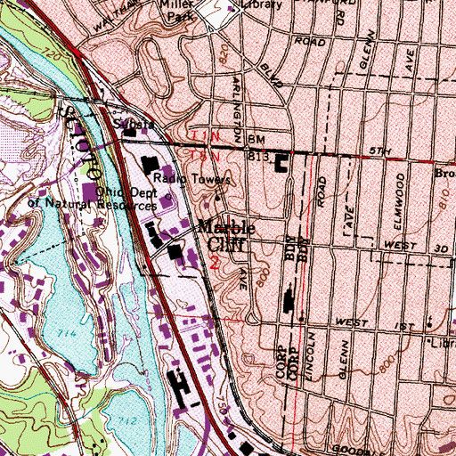 Topographic Map of Marblecliff Post Office (historical), OH