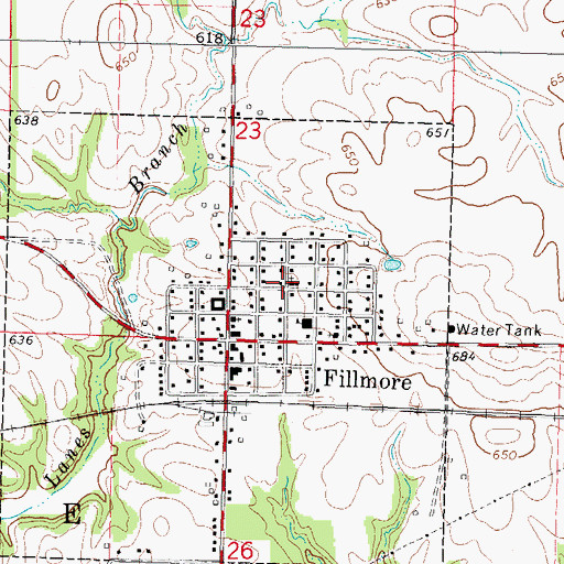Topographic Map of Fillmore Baptist Church, IL