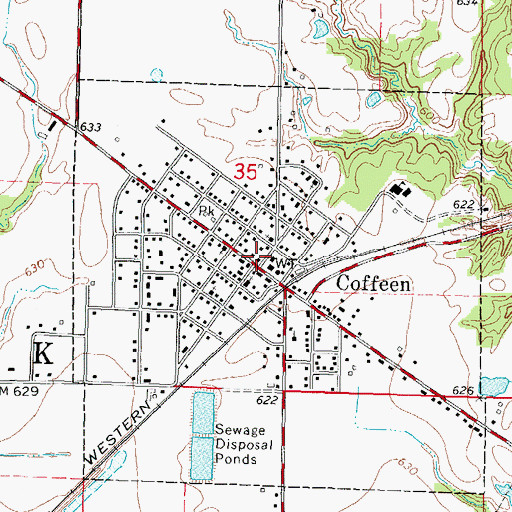 Topographic Map of Coffeen Post Office, IL